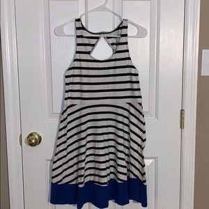 Blue black and white stripped sun dress